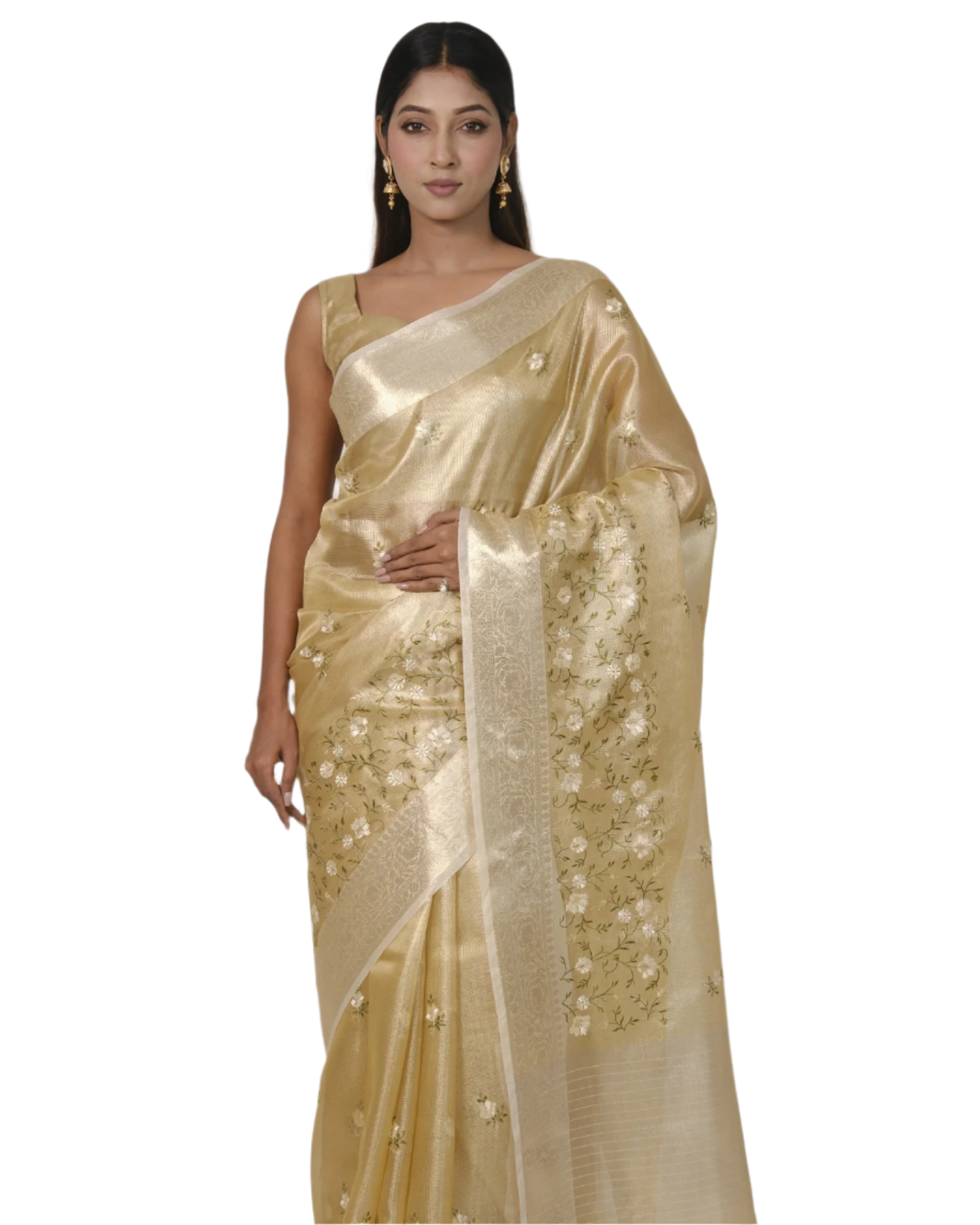 Advika - Tusser gold Pure Banarasi Kota Tissue Silk Saree