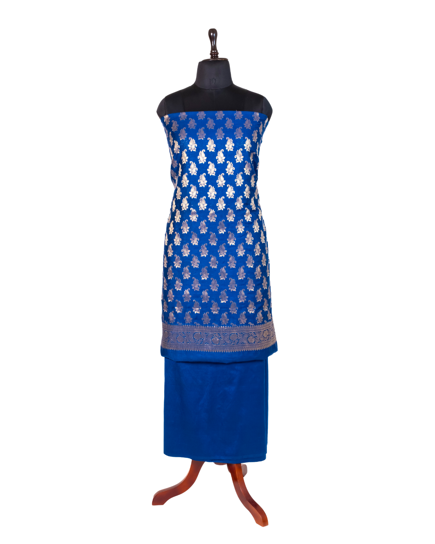Blue Banarasi Chiniya Silk 3-Piece Suit Set