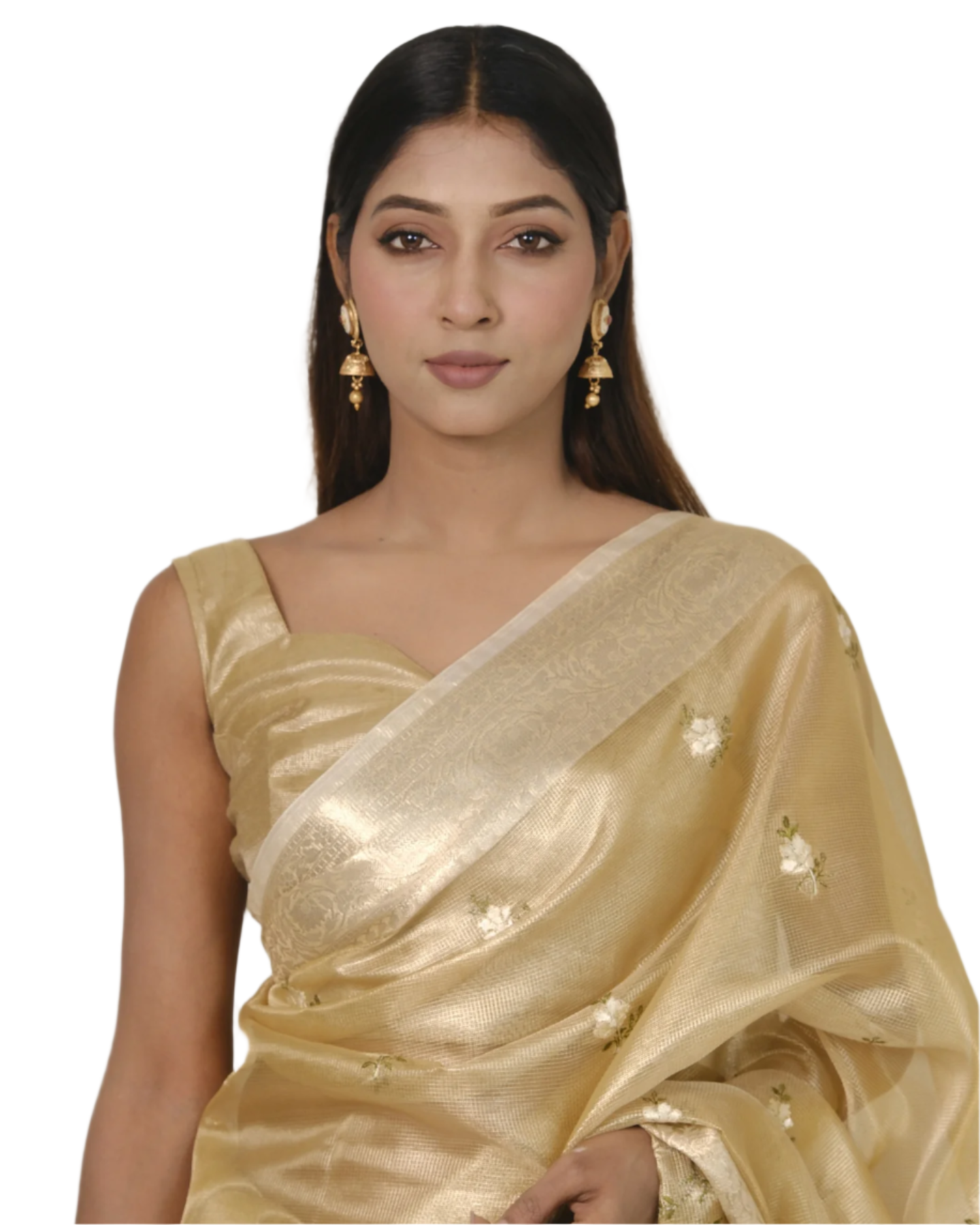 Advika - Tusser gold Pure Banarasi Kota Tissue Silk Saree