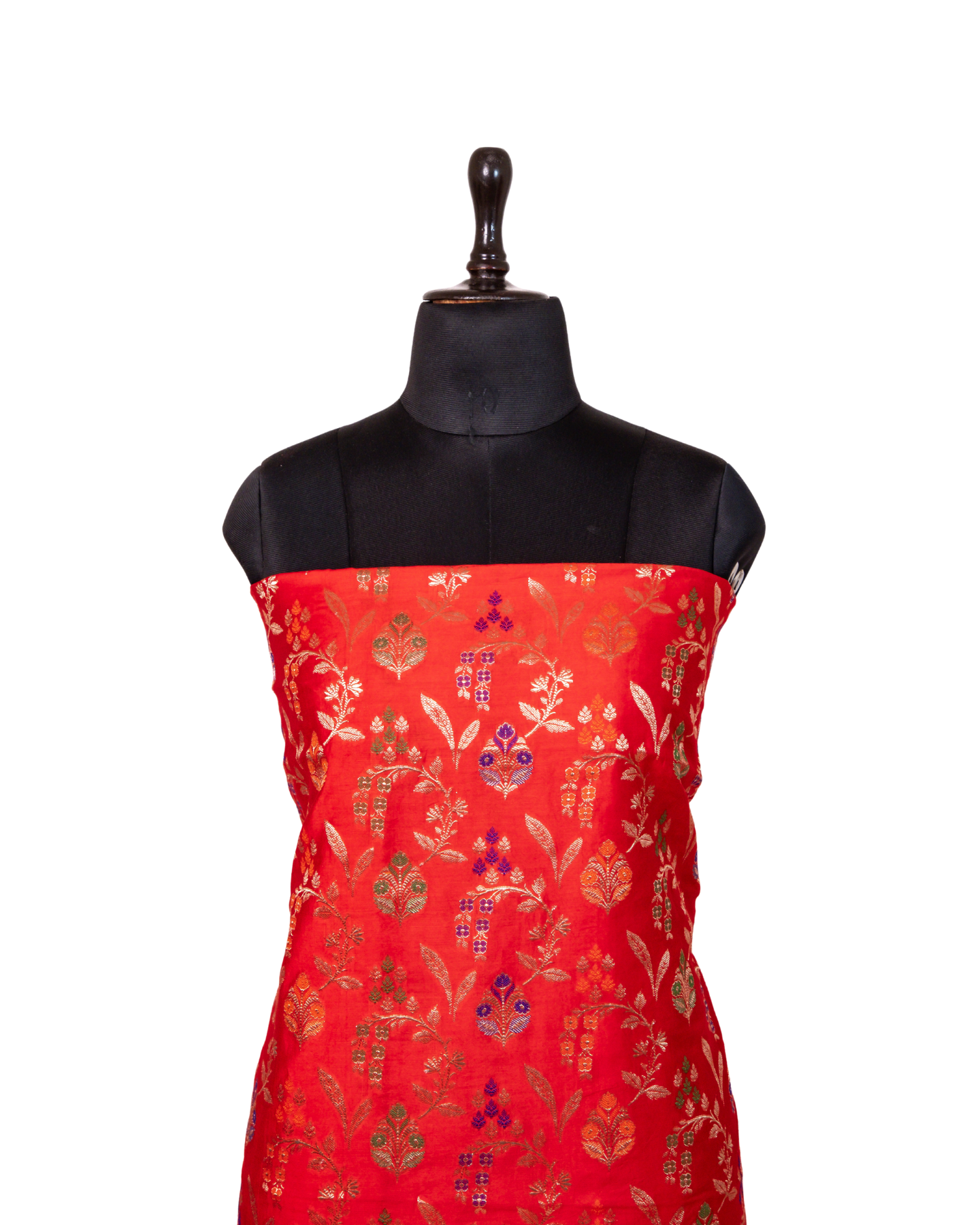 Banarasi Chiniya Silk 3-Piece Suit Set with Floral Meenakari Weaving