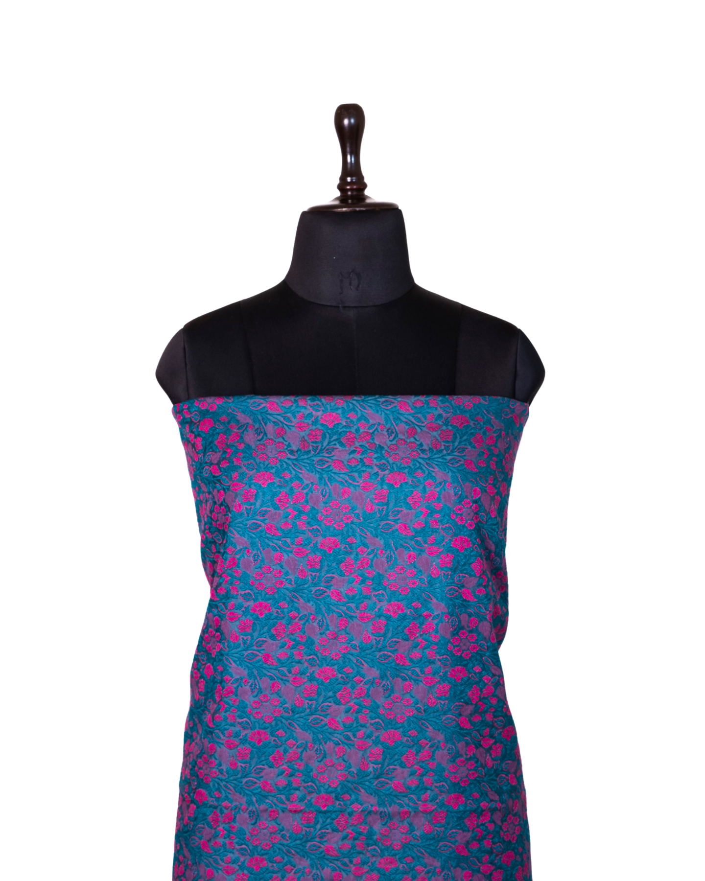 English Blue Banarasi Chiniya Silk 3-Piece Suit Set with Jaamdani weaving