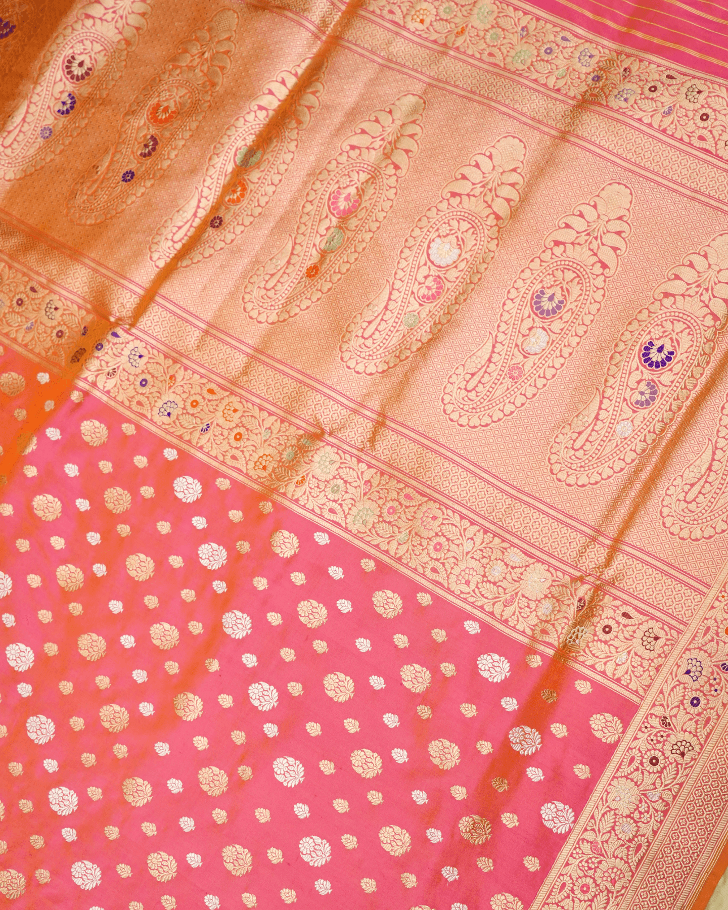 Garima - Dhoop-Chao Pink Pure Banarasi Katan Silk Handwoven Saree