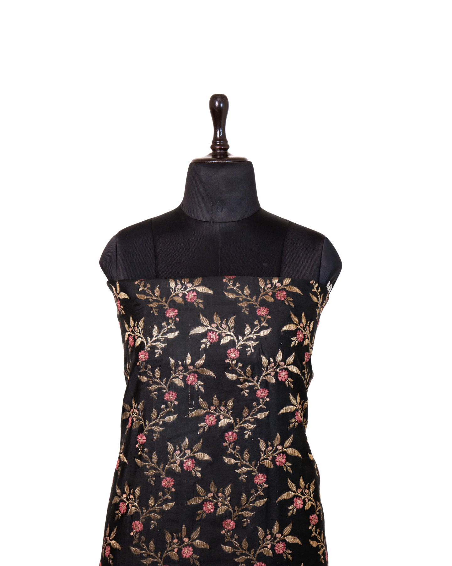 Black Banarasi Chiniya Silk 3-Piece Suit Set with Meenakari Floral Weaving