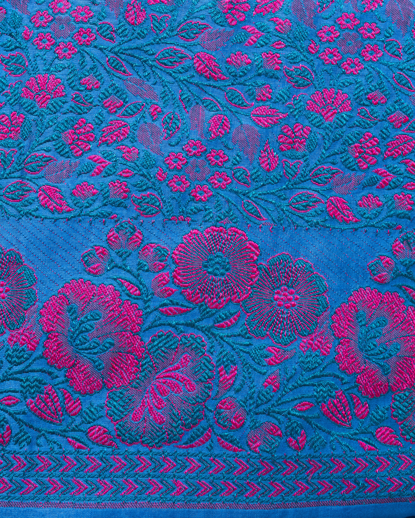 Blue Banarasi Chiniya Silk 3-Piece Suit Set with Jaamdani weaving