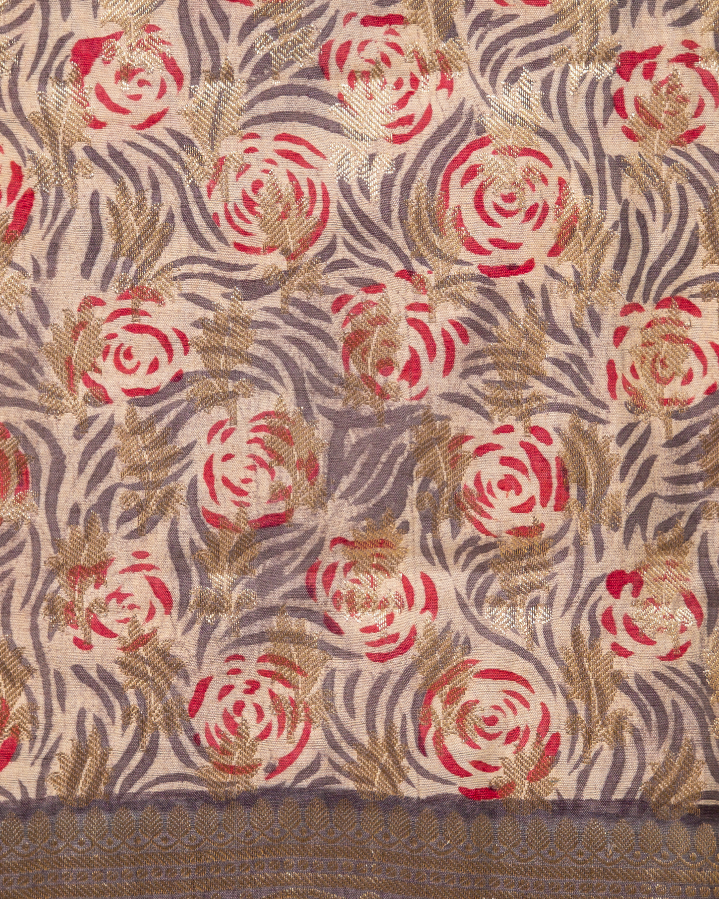 Multicoloured Banarasi Chiniya Silk 3-Piece Suit Set with Digital print