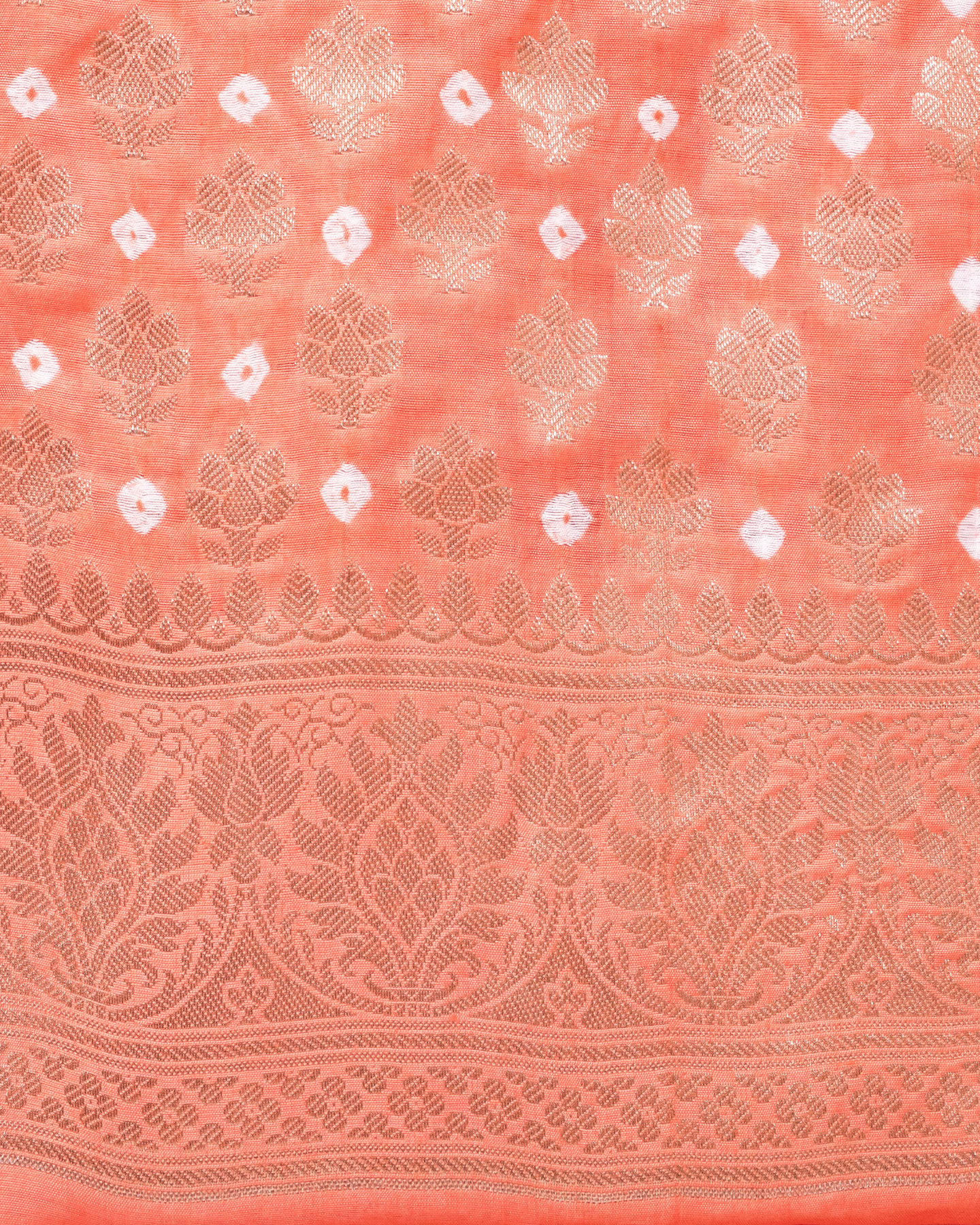 Peach Banarasi Chiniya Silk 3-Piece Suit Set with Bhandhej Pattern