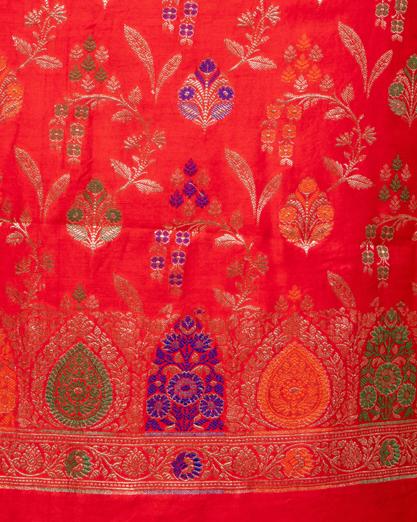 Banarasi Chiniya Silk 3-Piece Suit Set with Floral Meenakari Weaving