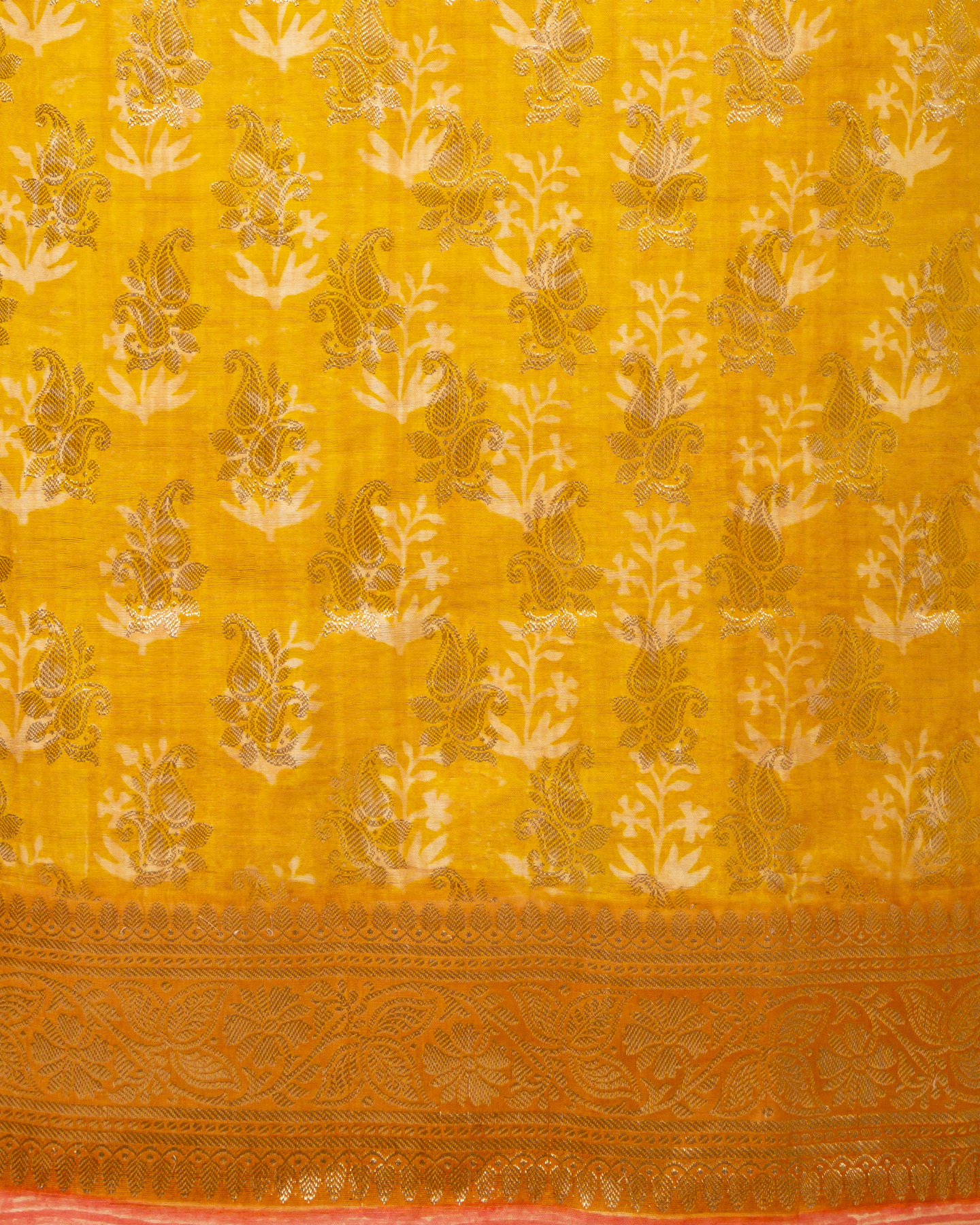 Yellow Banarasi Chiniya Silk 3-Piece Suit Set with digital print