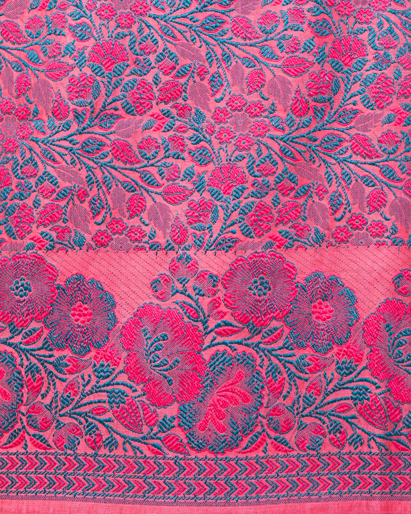 Carrot Red Banarasi Chiniya Silk 3-Piece Suit Set with Jaamdani weaving