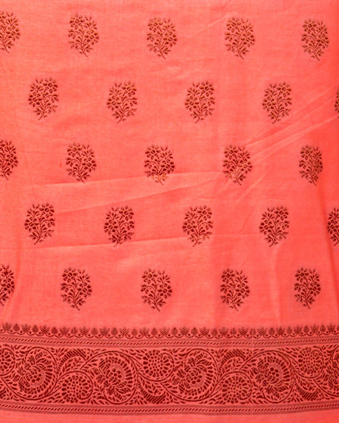 Carrot Banarasi Chiniya Silk 3-Piece Suit Set with Resham Weaving