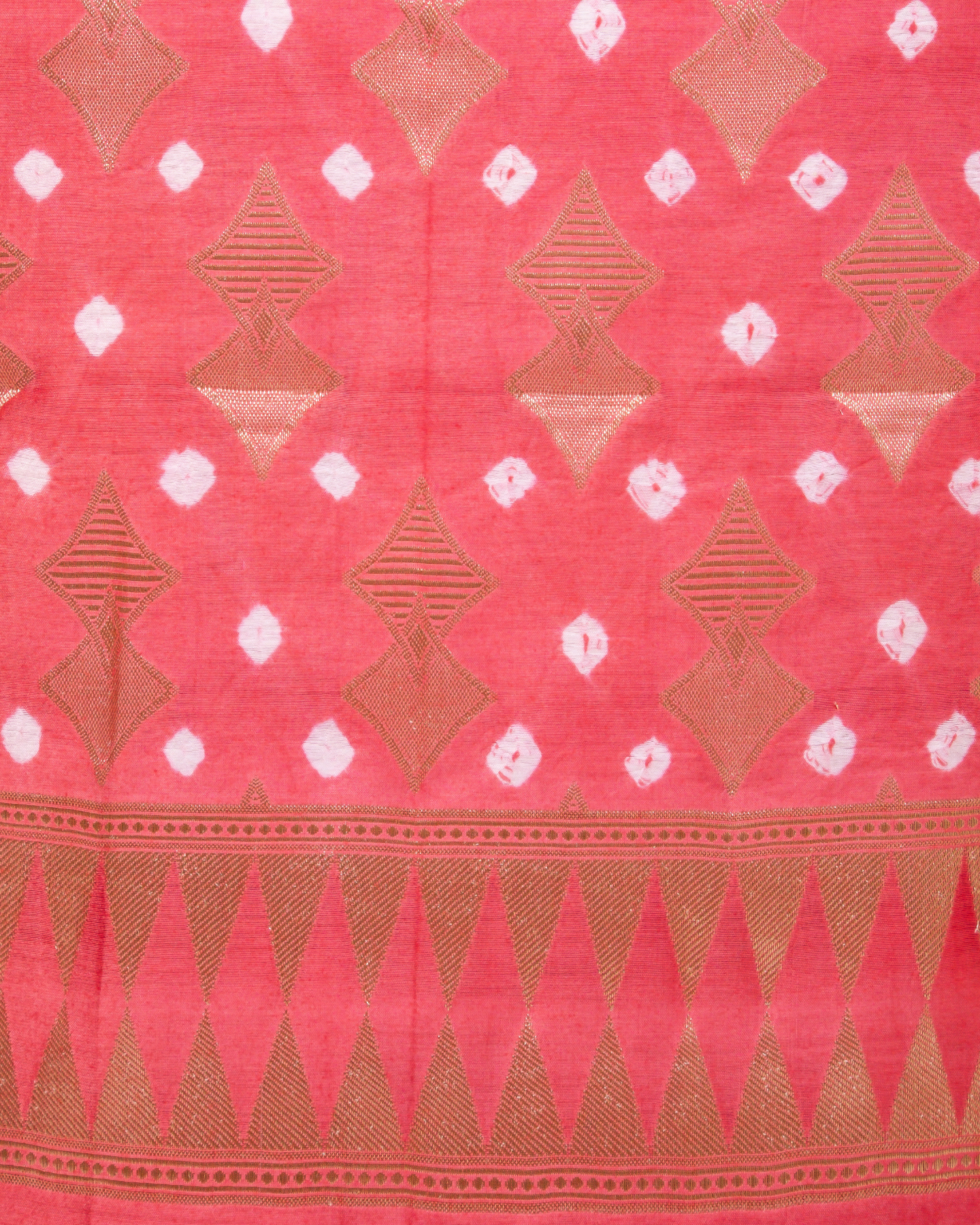 Peach Banarasi Chiniya Silk 3-Piece Suit Set with Bandhej pattern and Ombre Shaded Dupatta