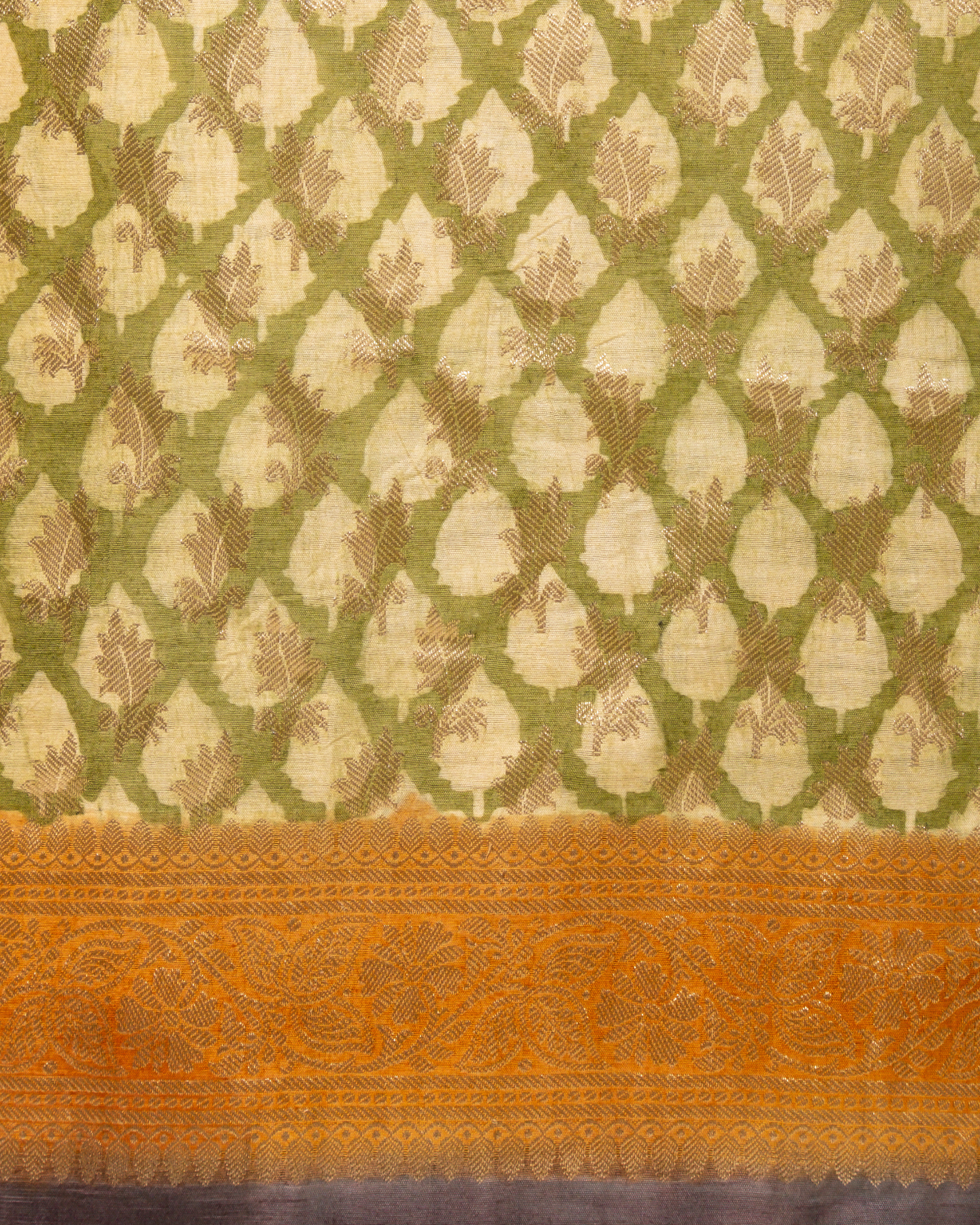 Mehendi Green Banarasi Chiniya Silk 3-Piece Suit Set with digital Print