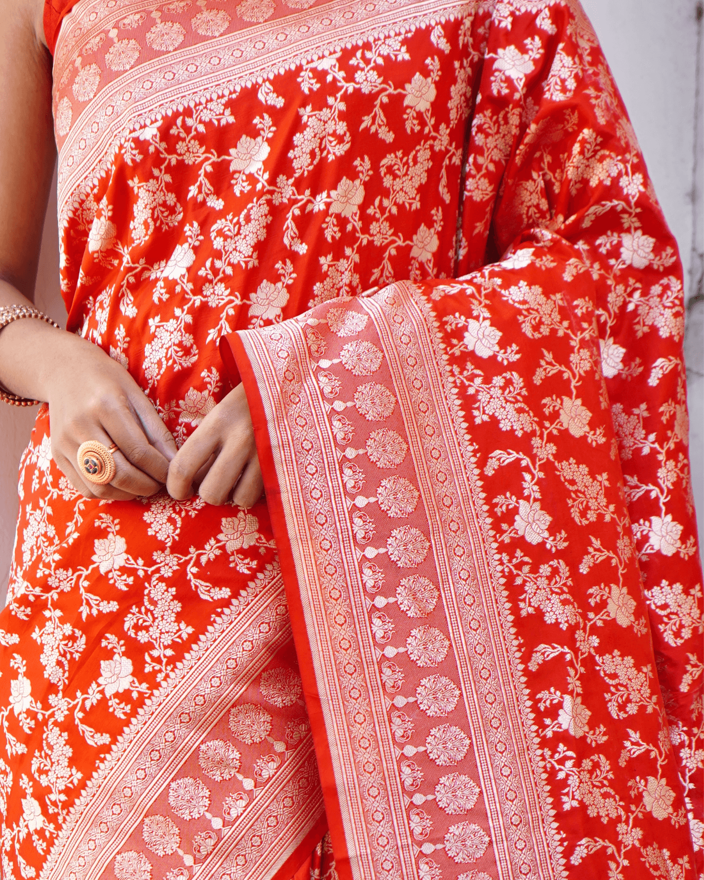 Vallari - Red Pure Banarasi Katan Silk Saree