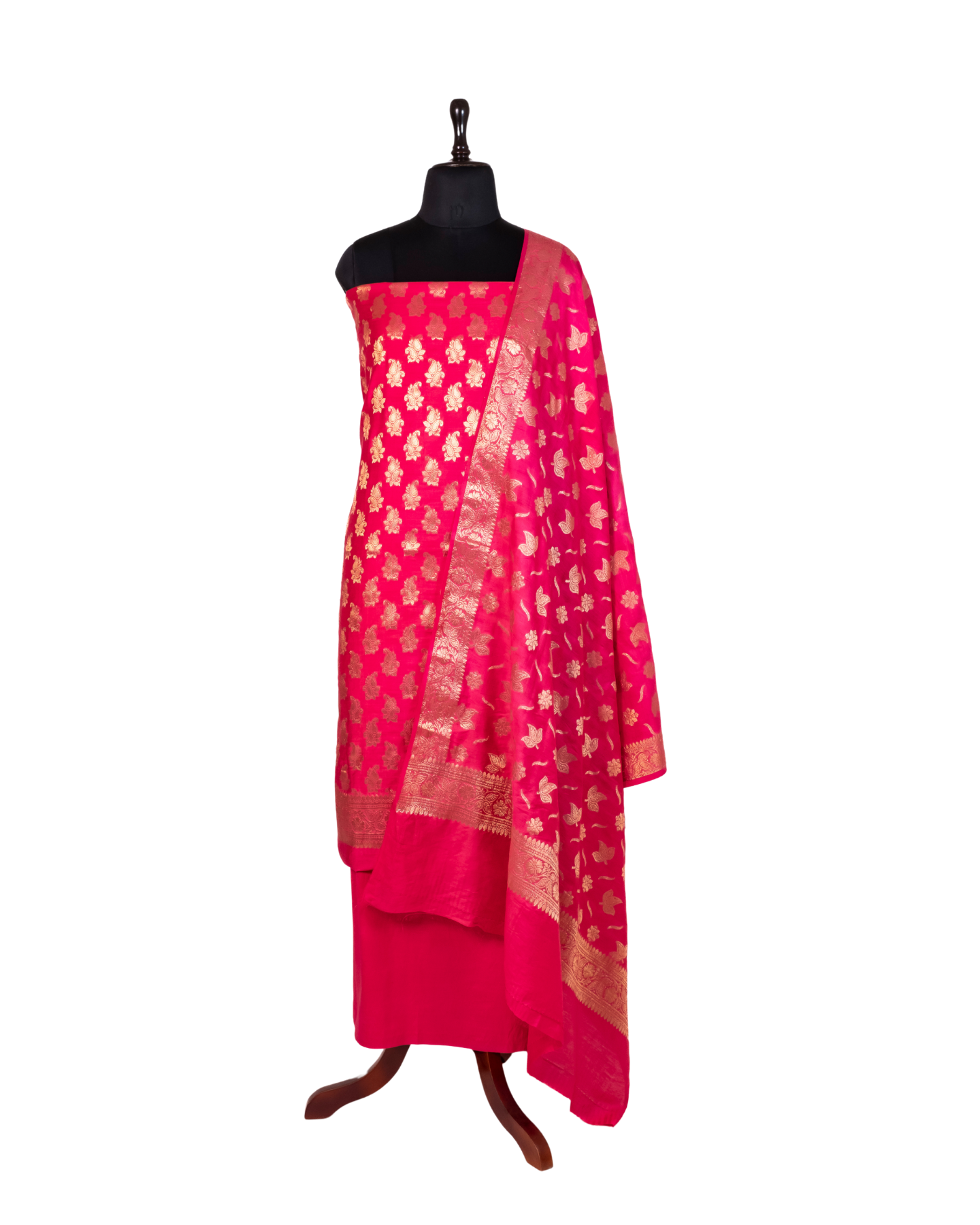 Rani Pink Banarasi Chiniya Silk 3-Piece Suit Set