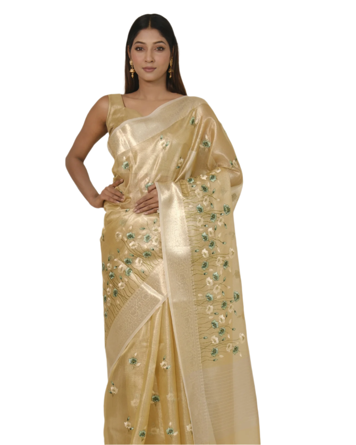 Asmi - tusser gold Pure Banarasi Kota Tissue Silk Saree