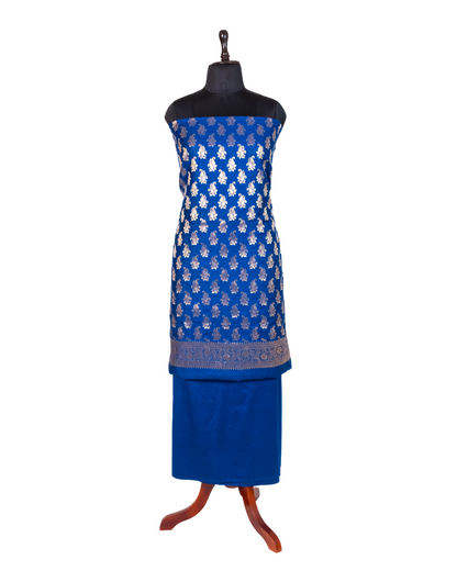 Blue Banarasi Chiniya Silk 3-Piece Suit Set