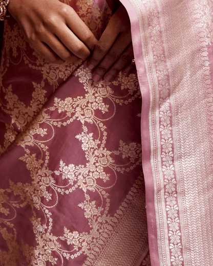 Shivangi - Mauve Pure Banarasi Katan Silk Saree