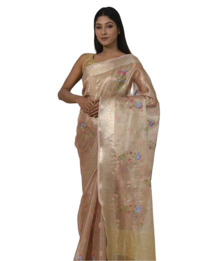 Aarna - Soft Pink Kota Tissue Silk Saree