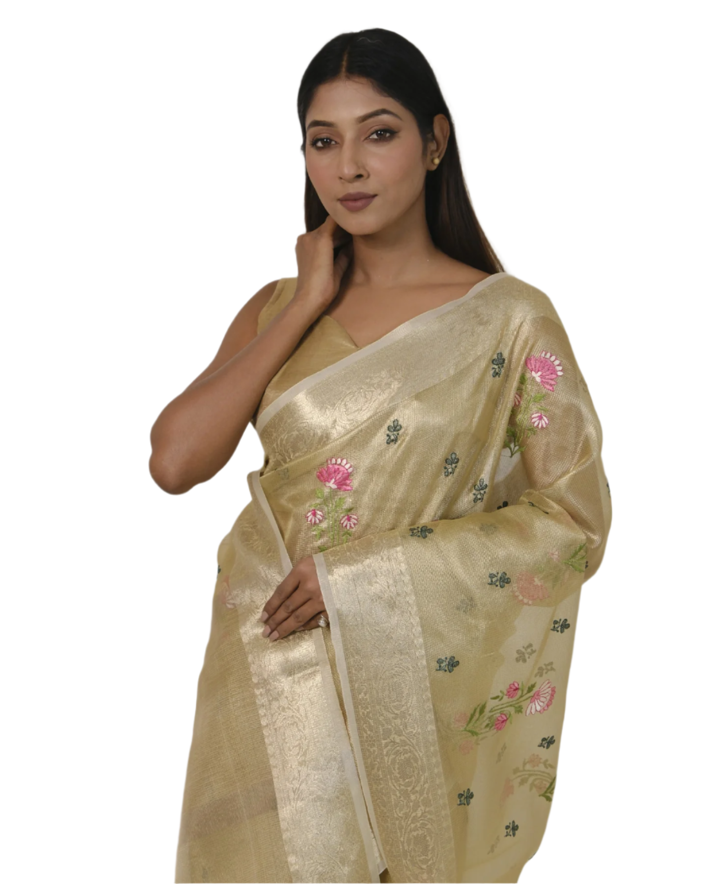 Aarna - Pista Green Banarasi Kota Tissue Silk Saree