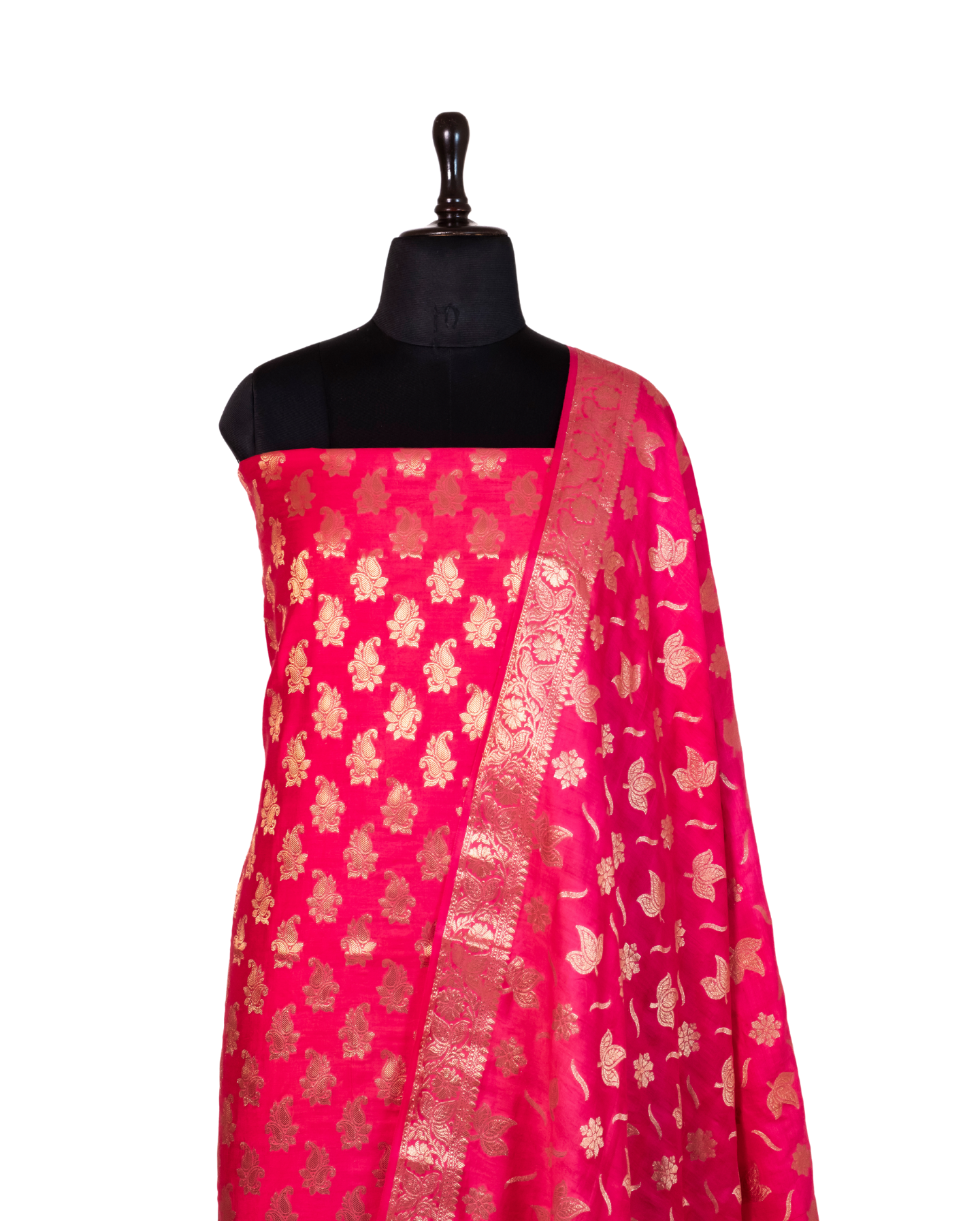 Rani Pink Banarasi Chiniya Silk 3-Piece Suit Set