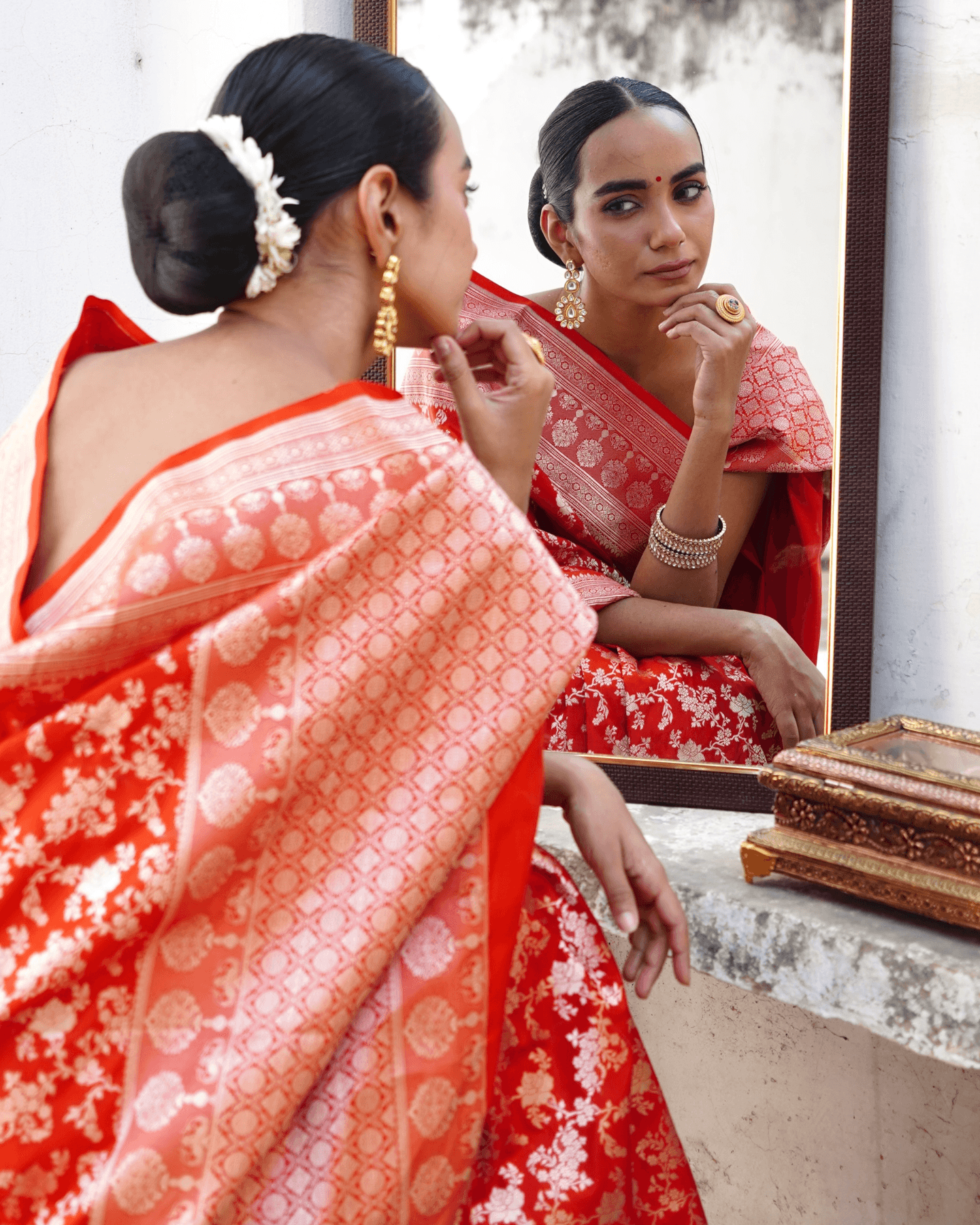 Vallari - Red Pure Banarasi Katan Silk Saree