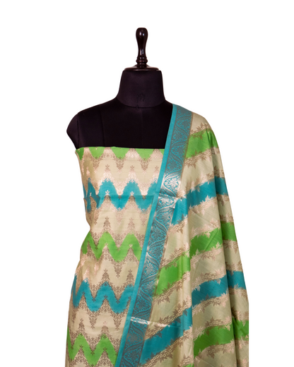 Brush Dyed Multicoloured Banarasi Chiniya Silk 3-Piece Suit Set
