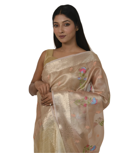Aarna - Soft Pink Kota Tissue Silk Saree