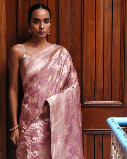 Shivangi - Mauve Pure Banarasi Katan Silk Saree