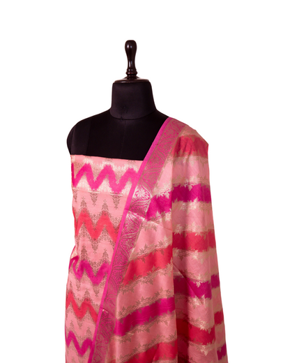 Brush Dyed Multicoloured Banarasi Chiniya Silk 3-Piece Suit Set