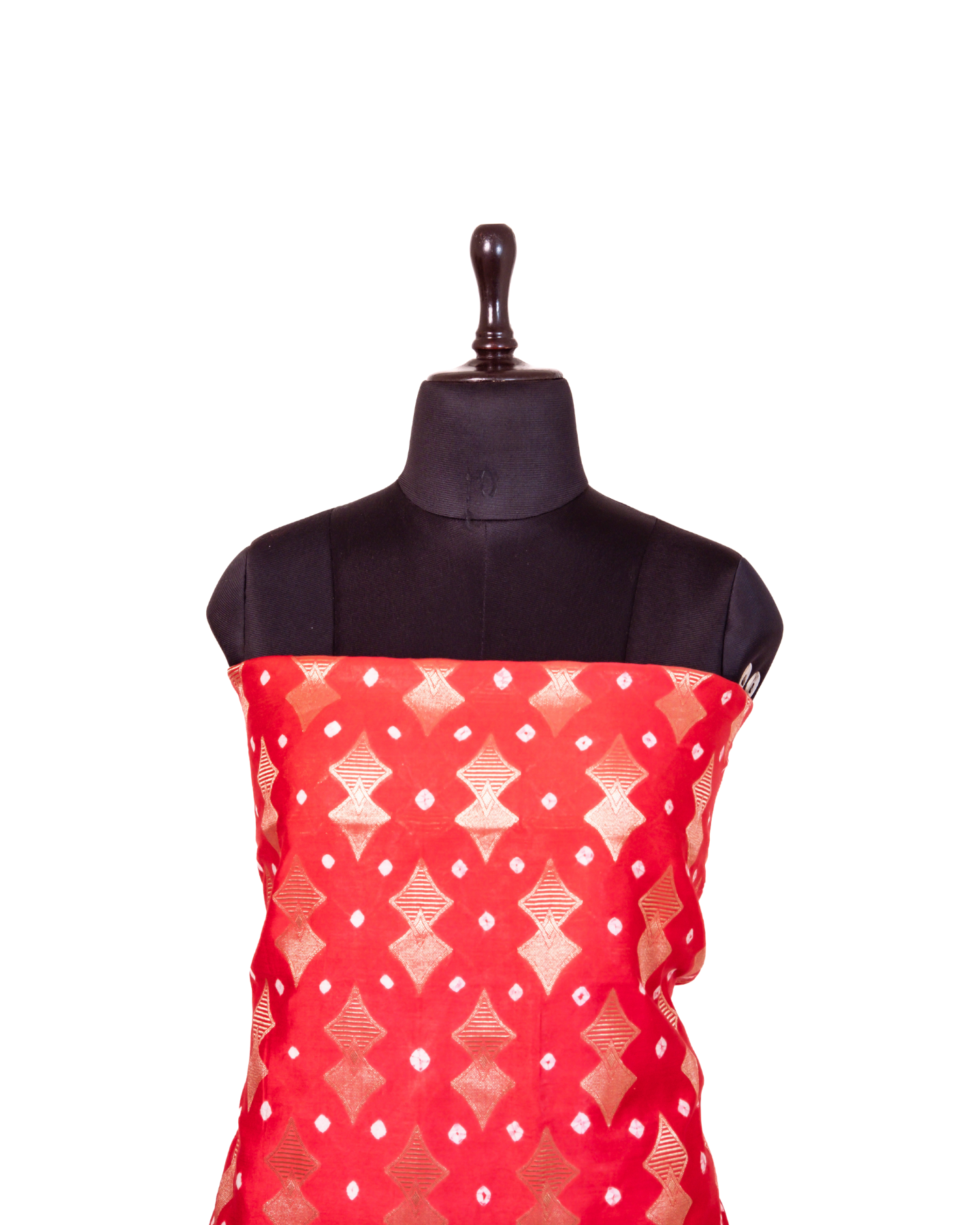 Carrot Red  Banarasi Chiniya Silk 3-Piece Suit Set with Bandhej pattern and Ombre Shaded Dupatta