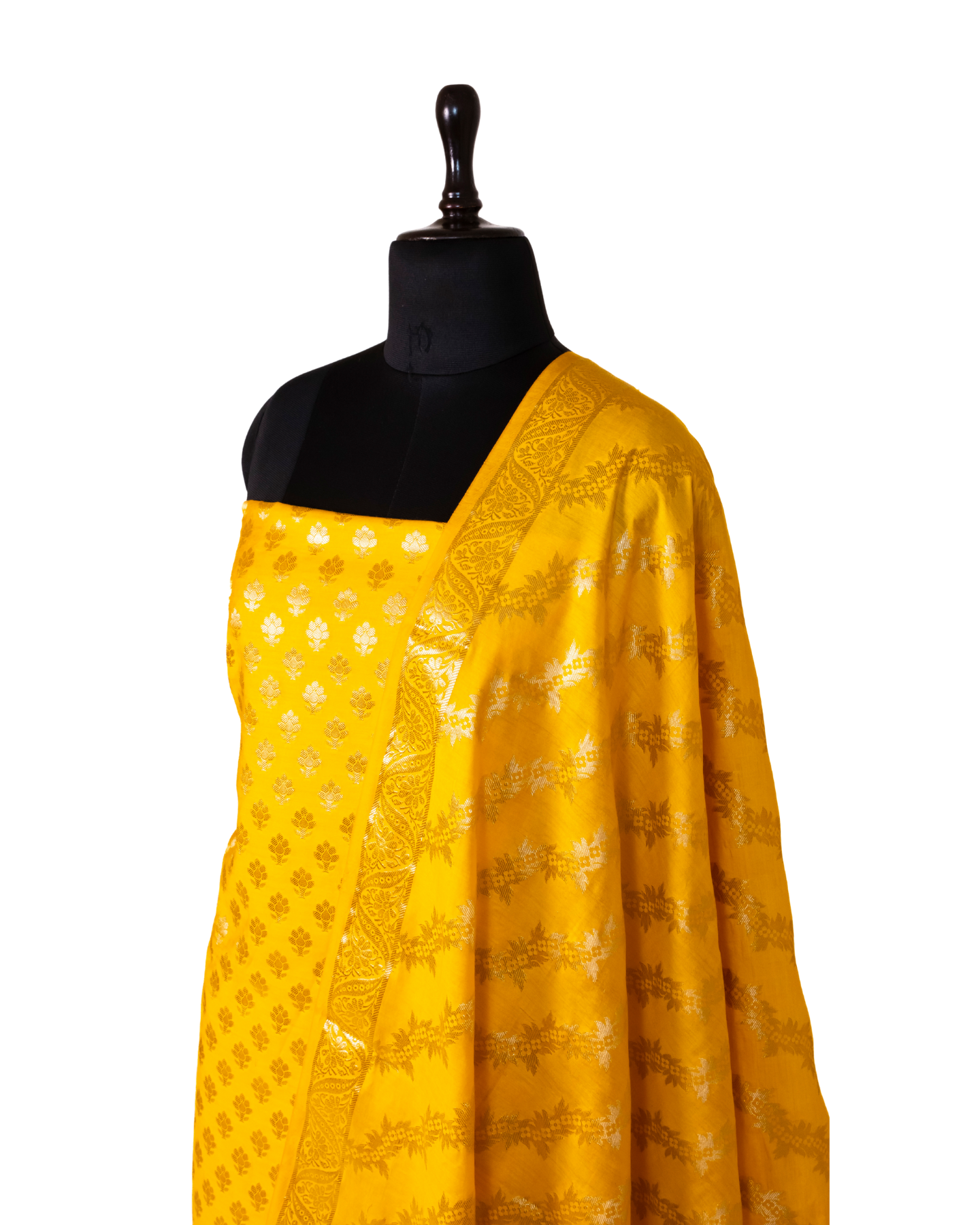 Marie gold yellow Banarasi Chiniya Silk 3-Piece Suit Set
