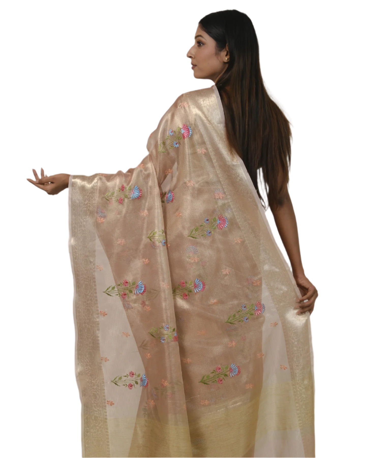 Aarna - Soft Pink Kota Tissue Silk Saree