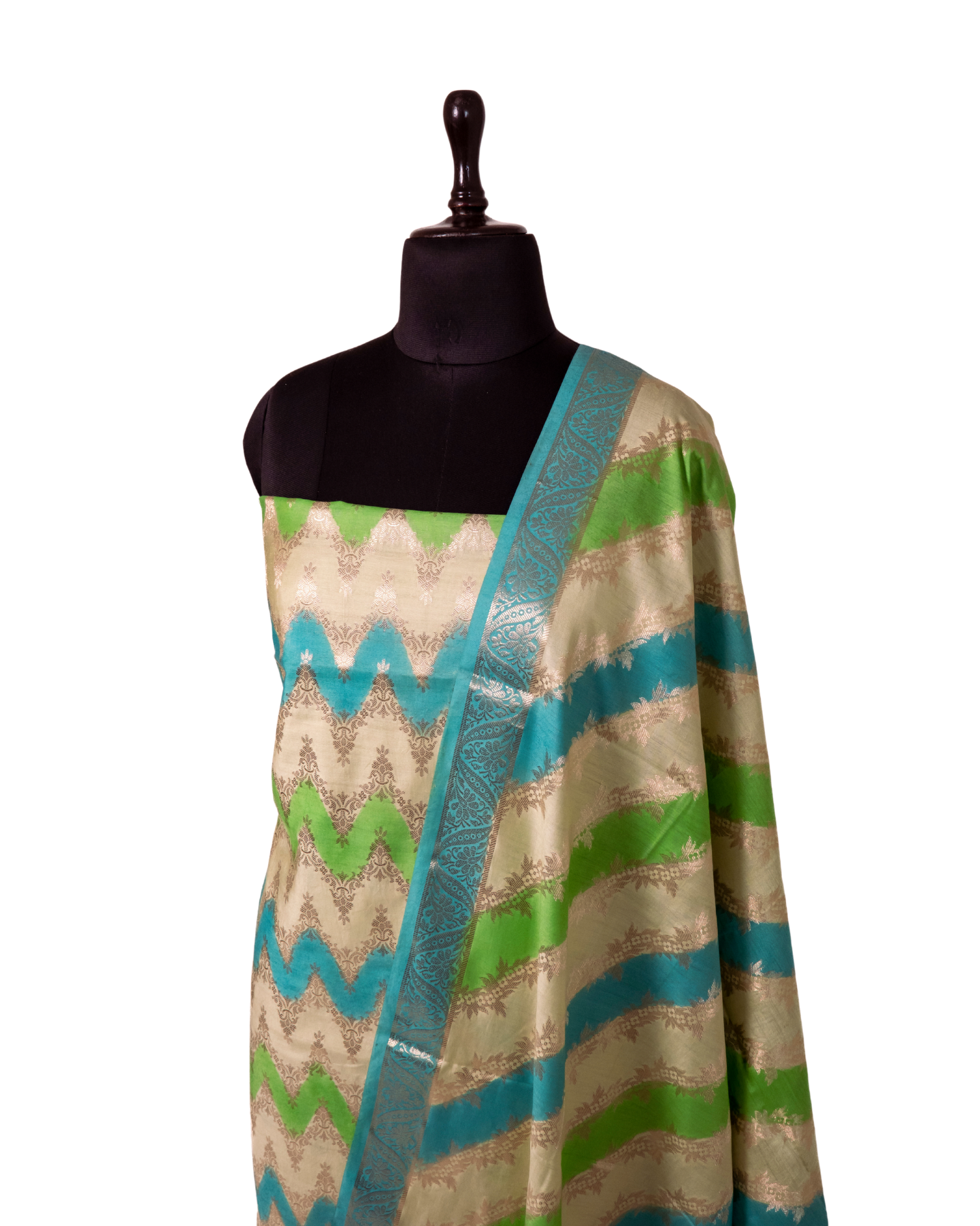 Brush Dyed Multicoloured Banarasi Chiniya Silk 3-Piece Suit Set