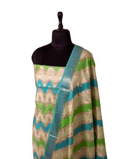 Brush Dyed Multicoloured Banarasi Chiniya Silk 3-Piece Suit Set