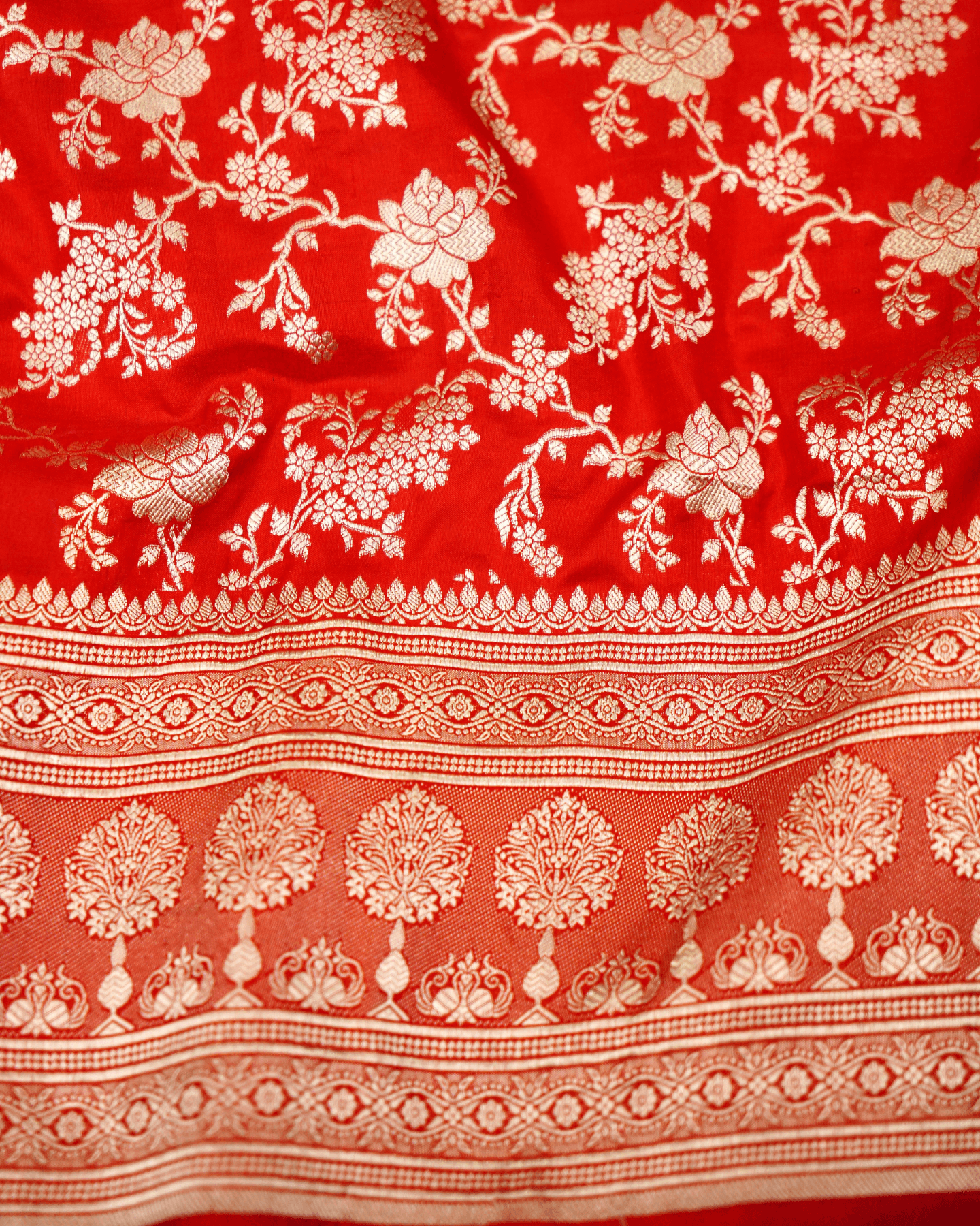 Vallari - Red Pure Banarasi Katan Silk Saree