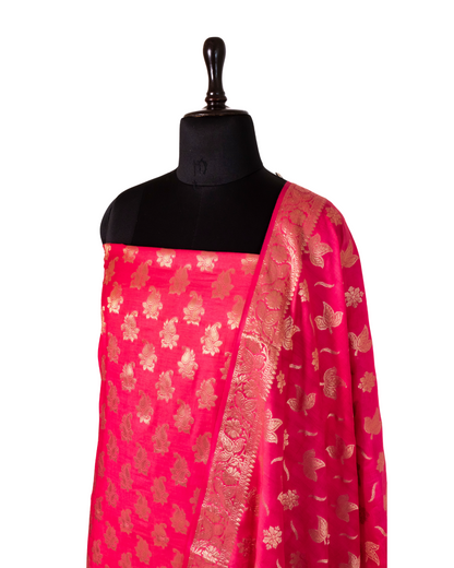 Rani Pink Banarasi Chiniya Silk 3-Piece Suit Set