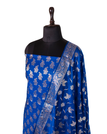 Blue Banarasi Chiniya Silk 3-Piece Suit Set