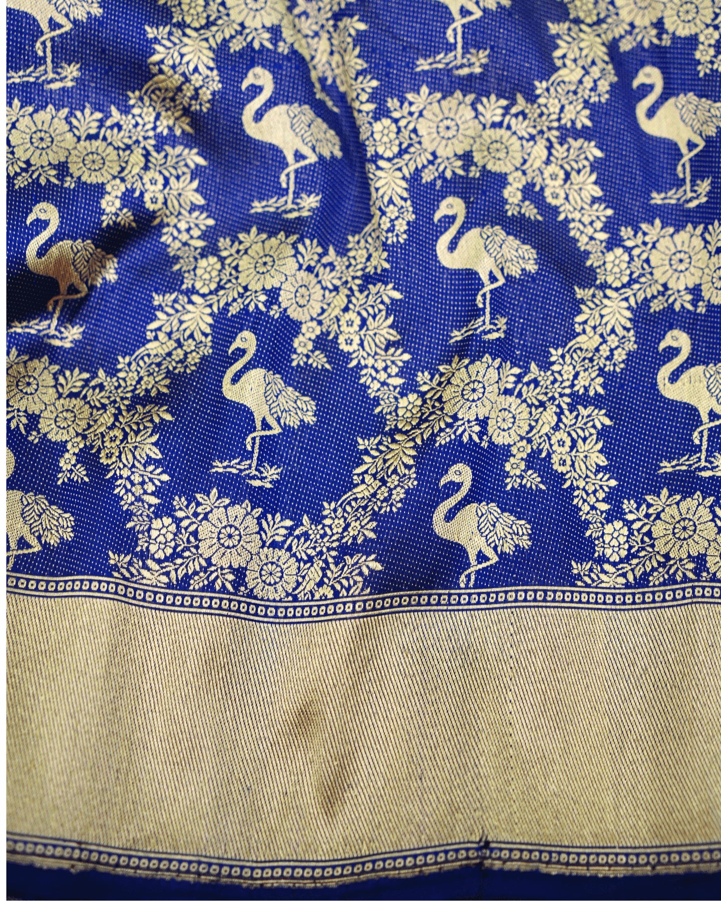 Malvika - Blue Pure Banarasi Katan Silk Saree With Swan Motifs