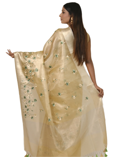 Asmi - tusser gold Pure Banarasi Kota Tissue Silk Saree