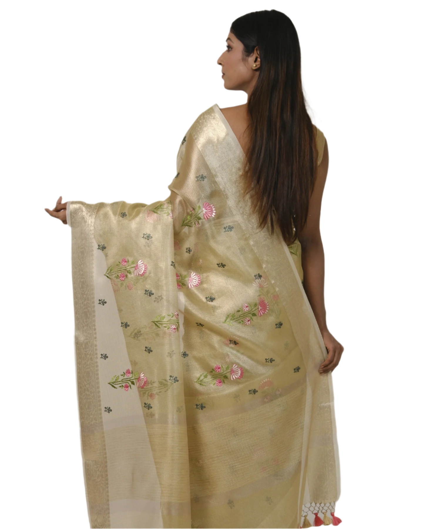 Aarna - Pista Green Banarasi Kota Tissue Silk Saree