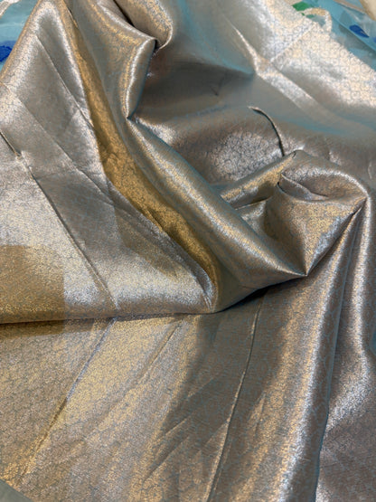 Skyblue Banarasi Organza Silk Jaal Weaving Saree