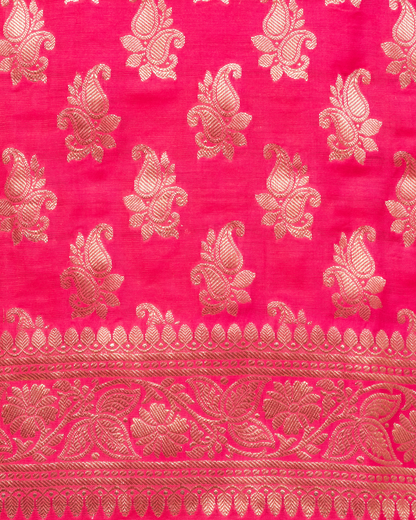 Rani Pink Banarasi Chiniya Silk 3-Piece Suit Set