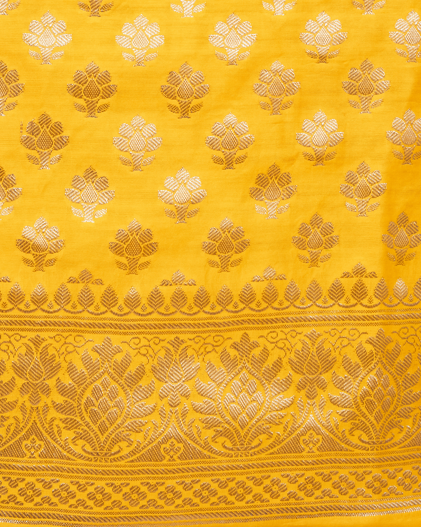 Marie gold yellow Banarasi Chiniya Silk 3-Piece Suit Set