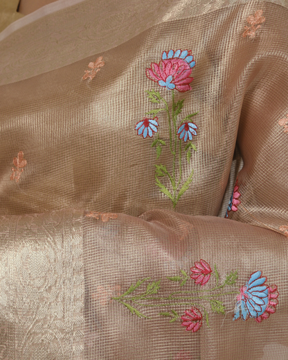 Aarna - Soft Pink Kota Tissue Silk Saree
