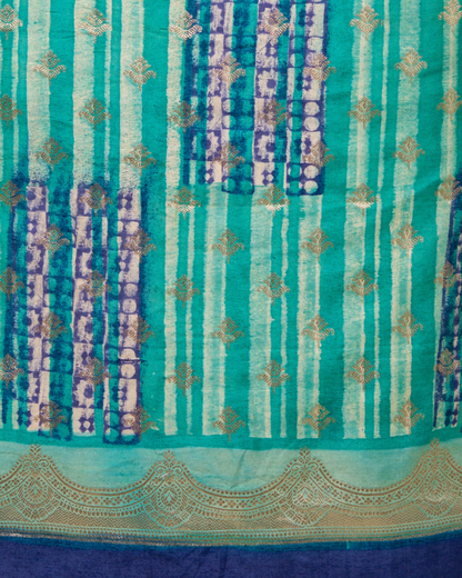 Aqua Blue - Banarasi Chiniya Silk 3-Piece Suit Set