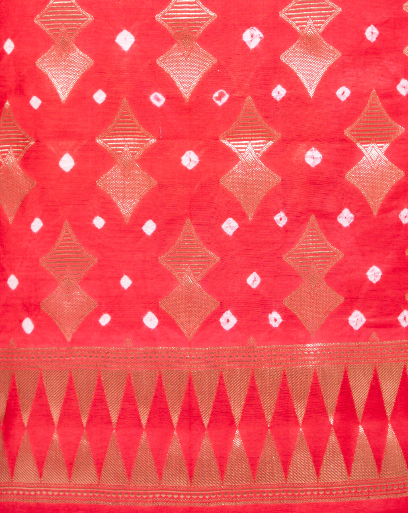Carrot Red  Banarasi Chiniya Silk 3-Piece Suit Set with Bandhej pattern and Ombre Shaded Dupatta
