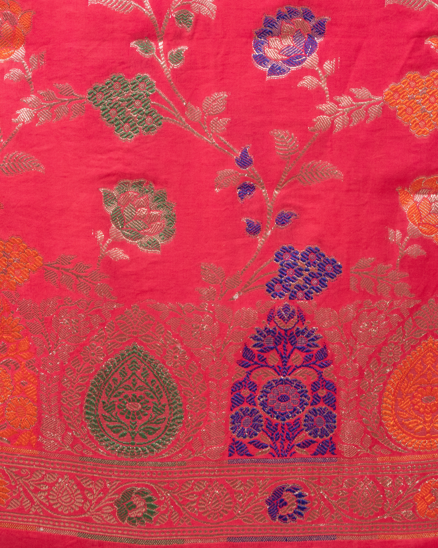 Light Red Banarasi Chiniya Silk 3-Piece Suit Set with Meenakari Jaal Weaving