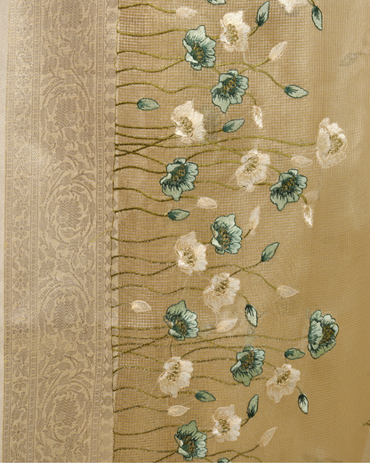 Asmi - tusser gold Pure Banarasi Kota Tissue Silk Saree