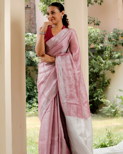 Pink Linen - Tissue Saree