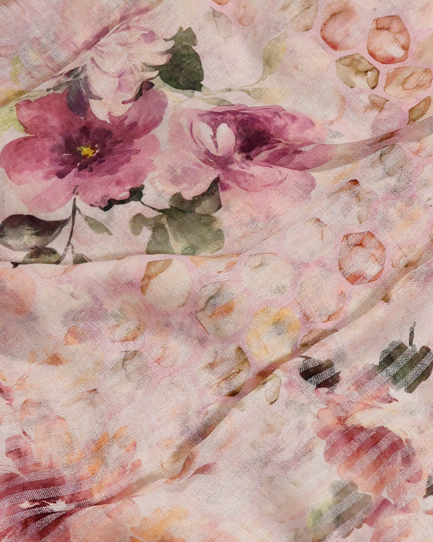 Baby Pink - Honeycomb Floral Linen Saree